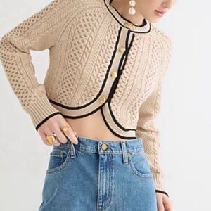 Fate taupe and Black Cable Knit Cardigan